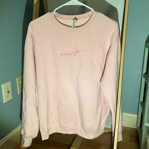 Embroidered Pink Crewneck Sweater